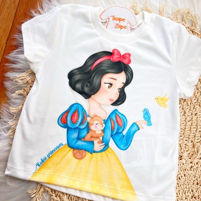  Conj. Blusa Princesa Branca de Neve e Saia em Tule - Vermelho